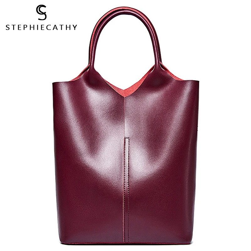 

SC Genuine Leather Women Fashion Tote Bag Luxury Top-handle Bucket Zip Liner Bag Shoulder Bag Cowhide Large Hobo Ladies Handbag
