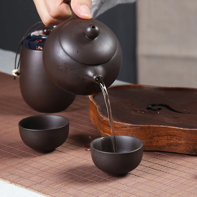 TANGPIN Zisha чайник с 2 чашками чай caddy фиолетовый глина Путешествия Чайный набор посуда для напитков