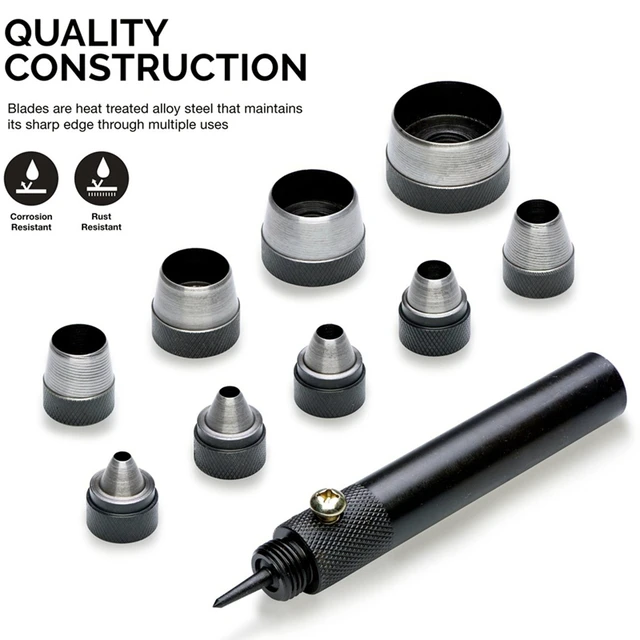 Set 18 Pezzi Punzoni Per Pelle - Lega Alluminio, Per Fai Da Te E Lavorazione Artigianale - Foto 8