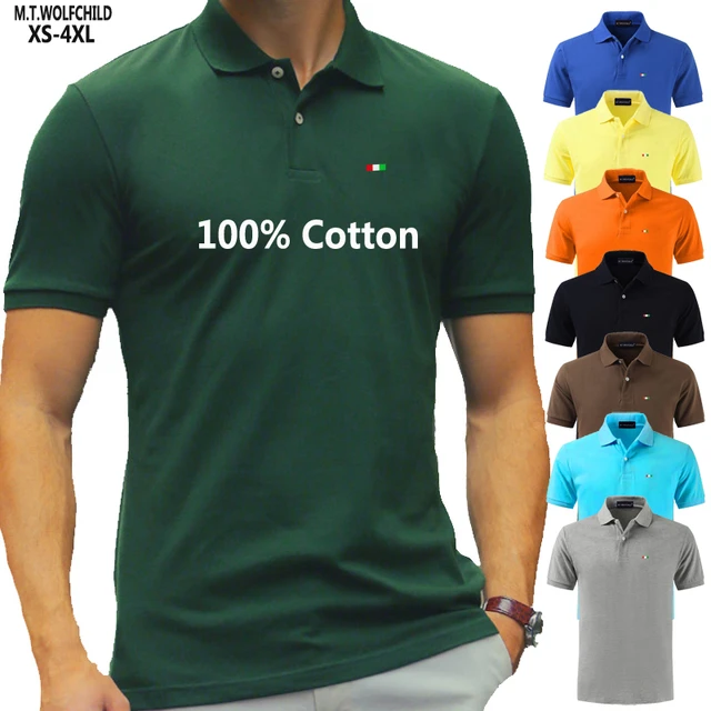 Polo de manga corta para hombre, camisa 2023 de algodón, ajustada, de Color  sólido, informal, 100% - AliExpress