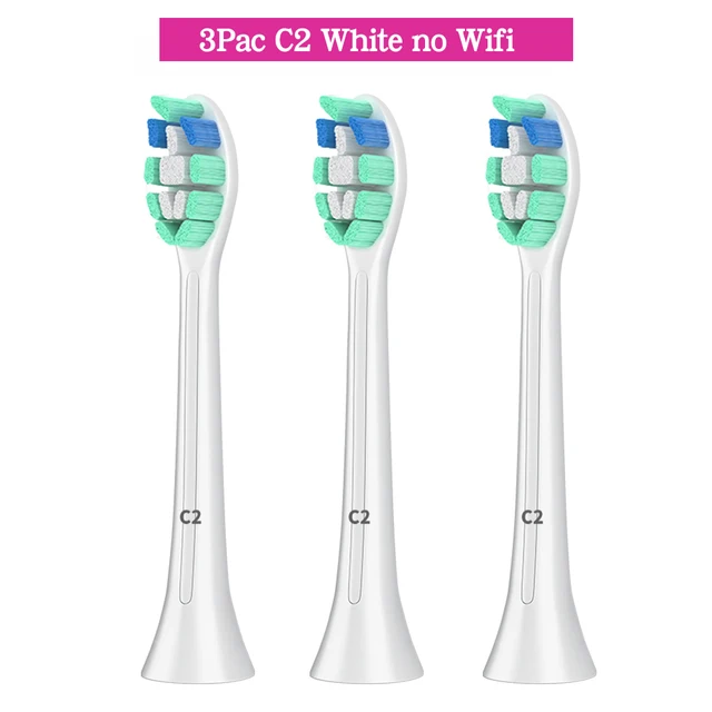 Apply to Philips Sonicare Toothbrush HX6250 HX6530 HX6730 HX6930 Electric Toothbrush Replacement Heads Bluetooth BrushHeads 3Pcs-C2-WH-No Wifi