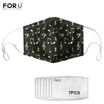 

FORUDESIGNS Sweet Music Notes Print Unisex Mouth Mask With 7Filters PM2.5 Elastic Breathable Women Men Face Mask Anti-dust Mask