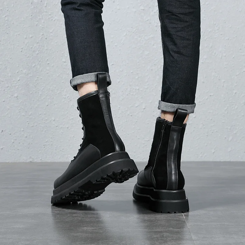 Mens Boots and Luxury Shoes Autumn Winter British Retro cowhide Cowboy Boots Mens Cowhide Genuine Leather British Short Boots