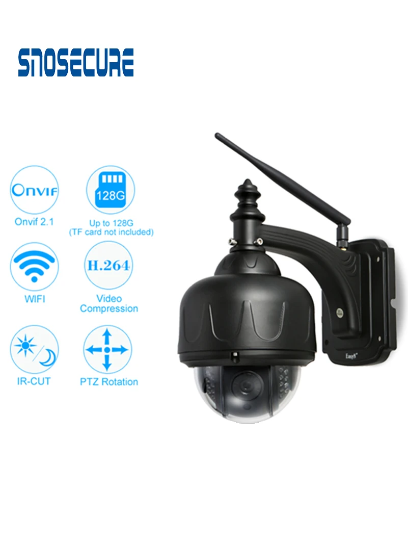 SNOSECURE 5.0MP PTZ IP камера Wifi POE наружная скоростная купольная камера видеонаблюдения 5X Zoom 5MP сетевая ИК камера для домашнего наблюдения