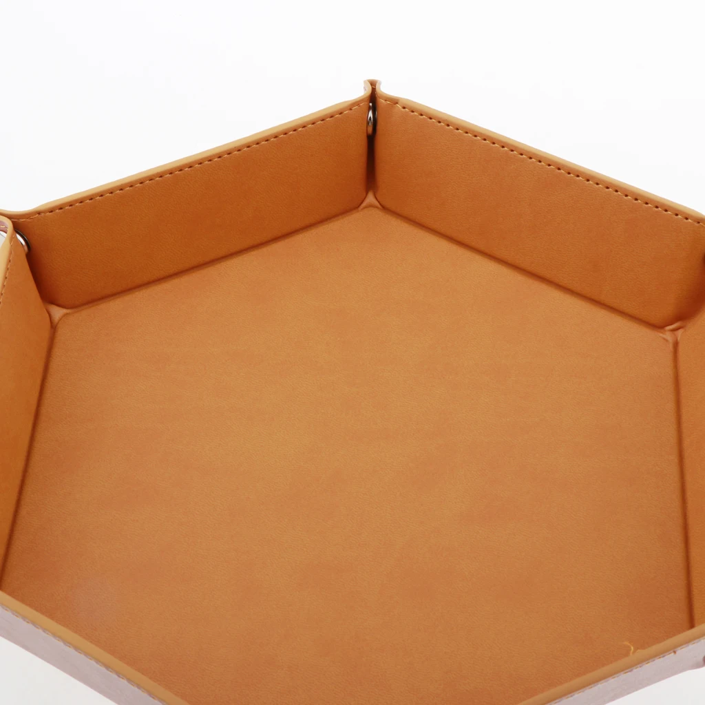 Dice Holder PU Leather Folding Hexagon Tray for RPG, DND and Other Table Games