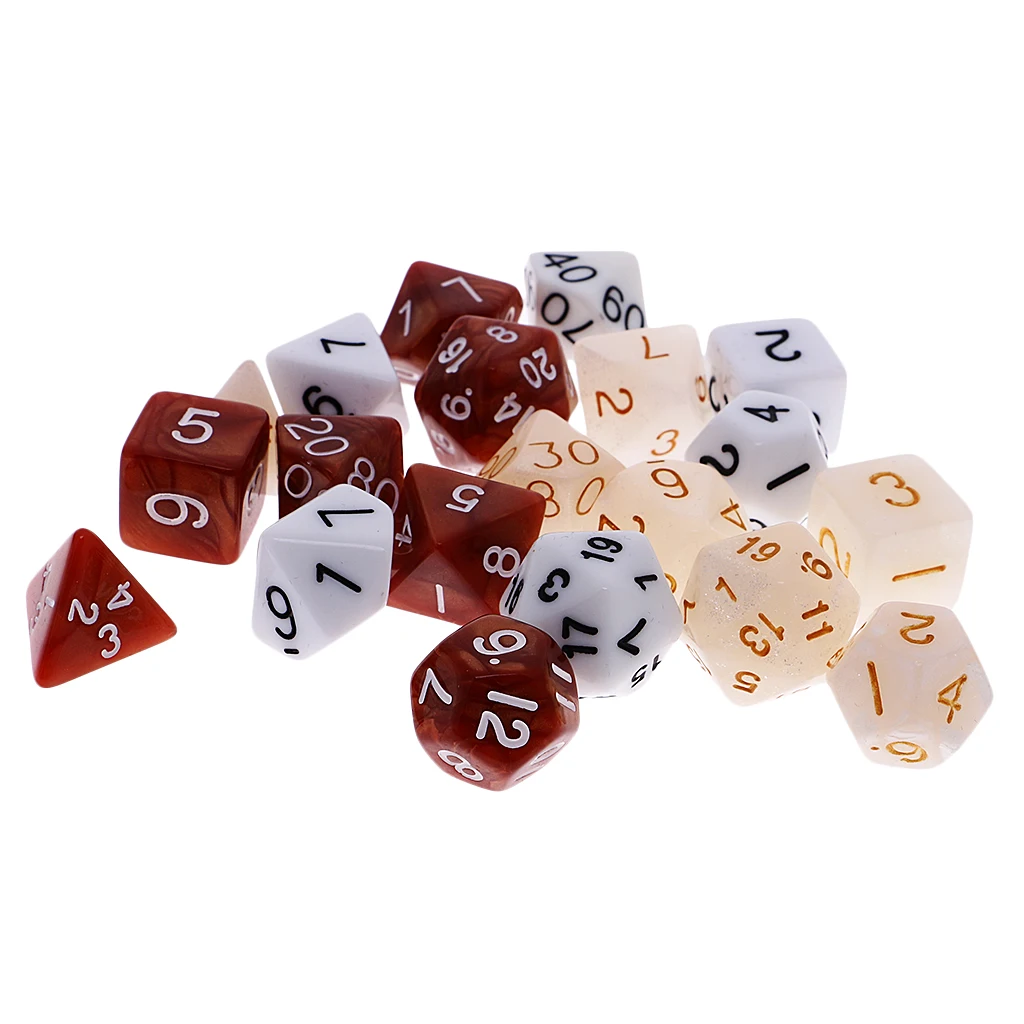 21pcs Set TRPG Dungeons & Dragon D4-D20 Dices Kid Toys Game Accs with Bag