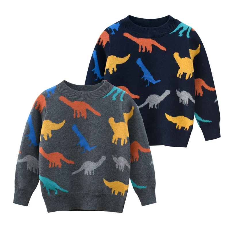 

Colorful Dinosaur Winter Boys Sweaters Toddler Pullover Cotton Knitwear Children Kids Clothes