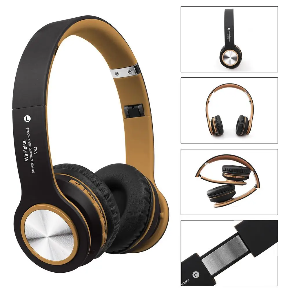 V32, Многофункциональные Стерео наушники 5,0, Bluetooth, беспроводные наушники, спортивные, TF карты, английские, вещательные, беспроводные наушники, гарнитура