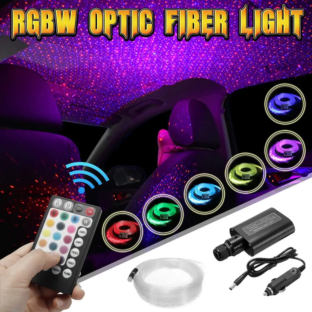 

Becornce 12W RGBW LED Fiber Optic Star Ceiling Light Source Device 150Pcs 2M 0.75mm + 28Key RF Remote DIY Lighting For Home Car