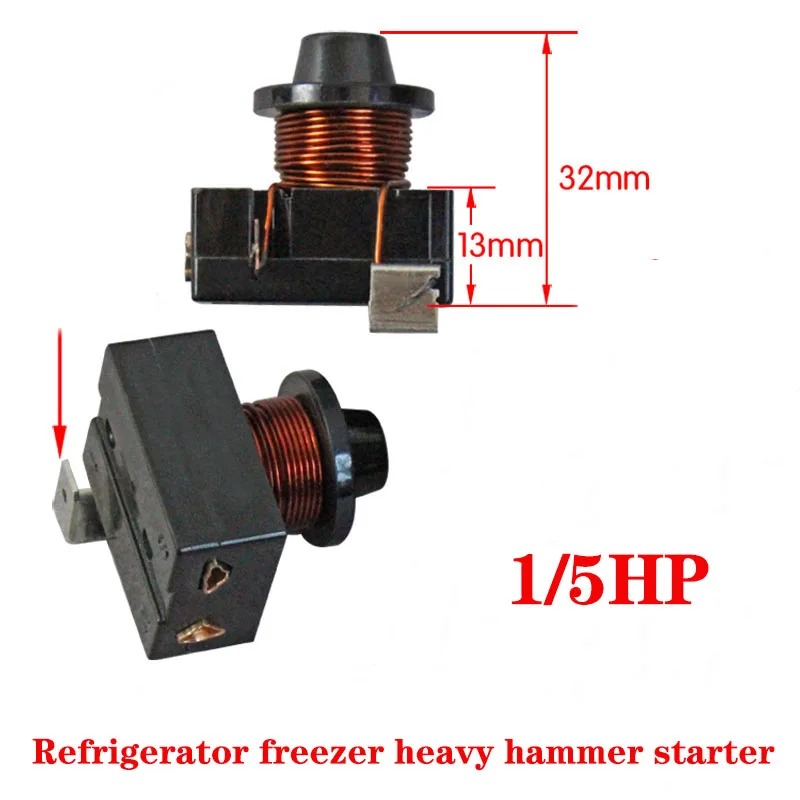 1Pc 1/5Hp Hammer Starter Frigorifero Congelatore Starter Compressor Starter Protector Senza Condensatore