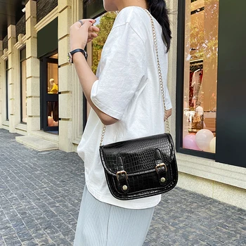 

Popular Simple Female Daily Bag Casual PU Leather Sling Handbag Purse Women Elegant Chain Shoulder Crossbody Bag