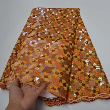 

2020 African Sequins Tulle Mesh Lace Fabric Latest French Sequins Lace Fabric High Quality Embroidery Guipure Nigeria Embroidery