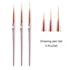 3pcs/Set Acrylic French Stripe Nail Art Line Painting Pen 3D Tips Manicure slim Line Drawing Pen UV Gel Brushes Painting Tools 1