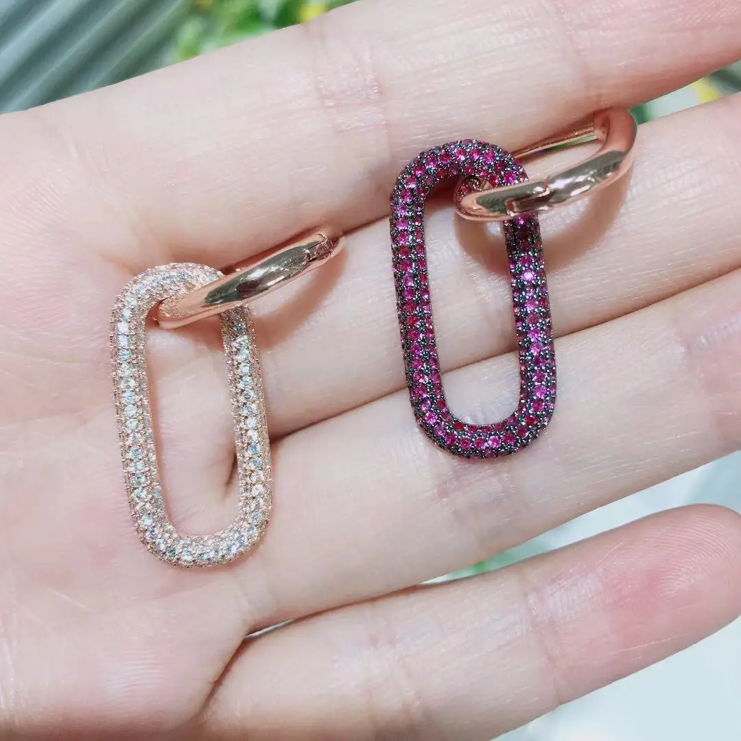 Цельные круглые серьги каффы AAA фианитония с фиолетовым камнем монолаком S925