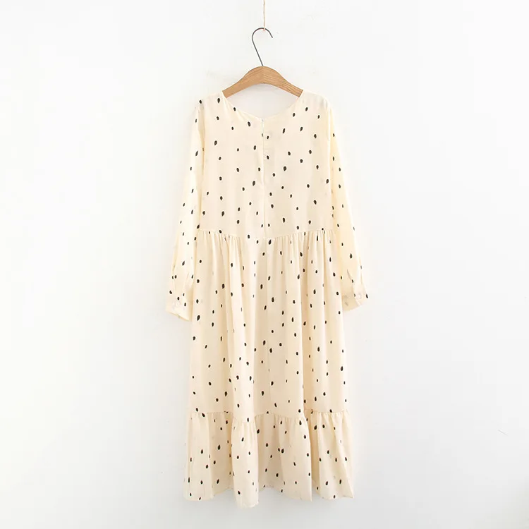 

Large Size Women's Base Skirt 2019 Spring New Style Plus-sized Fat Mm Korean-style Hipster Polka Dot Long-sleeved Dress