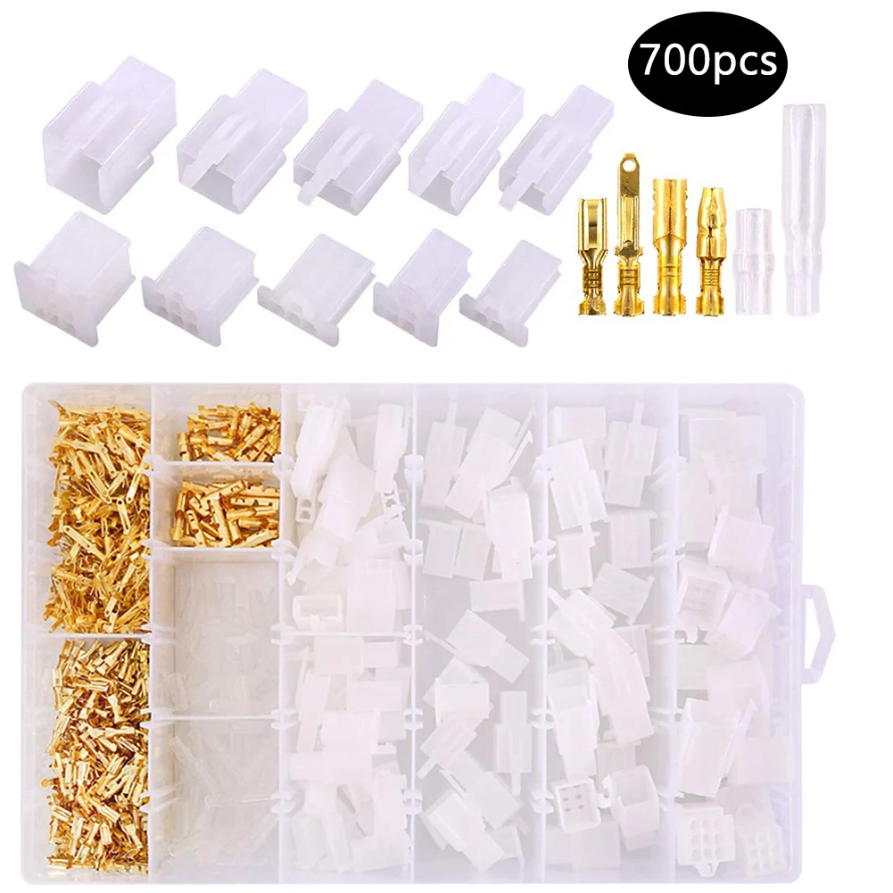

700pcs/Set Wire Connectors 2.8mm 2 3 4 6 9 Pin Automotive Electrical Connectors Pin Header Crimp Wire Terminals Tools