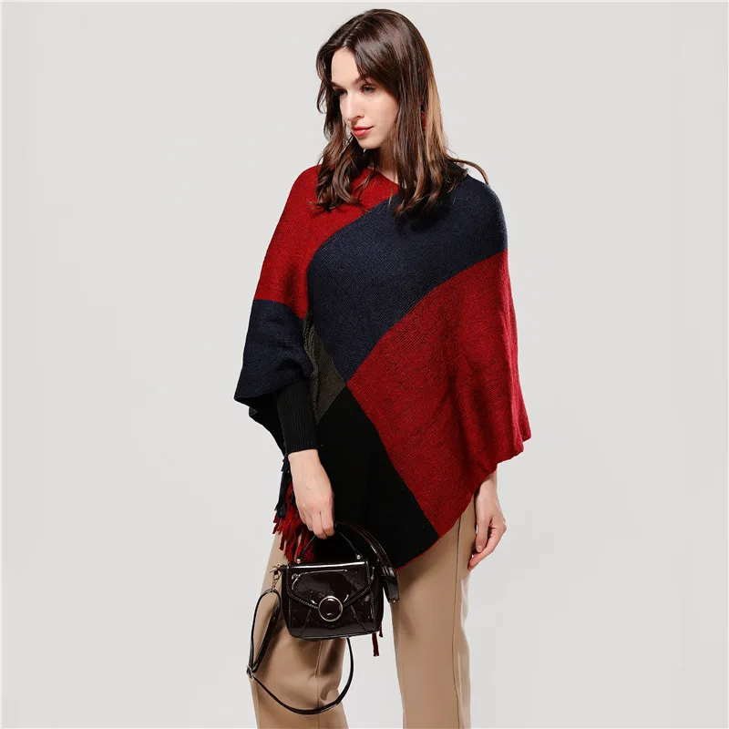 Fashion Winter Scarf for Women Wool Knitted Feel Poncho Capes Scarves Soft Warm Shawl Lady Cashmere Warps Stole