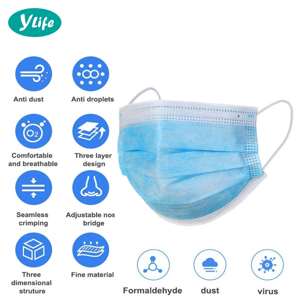 

5pcs Disposable Medical Mask Facial Masks Flu Face Mask Dustproof Surgical Level Nonwoven Masks Masque Anti Dust