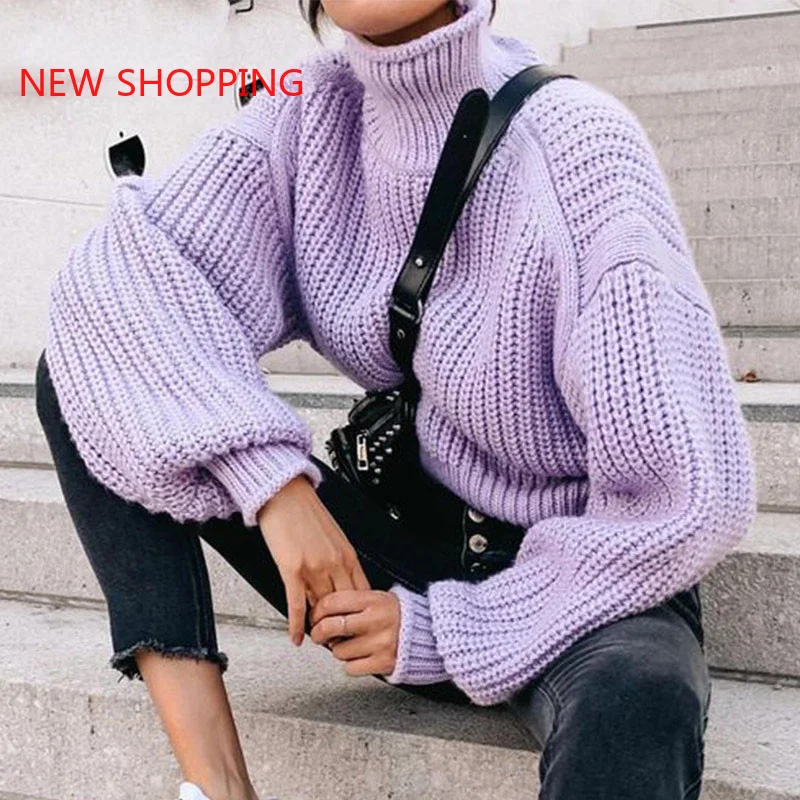 Purple Sweaters Pullover | Oversize Knit Sweater Purple | Purple Sweater  Women Jumper - Pullovers - Aliexpress
