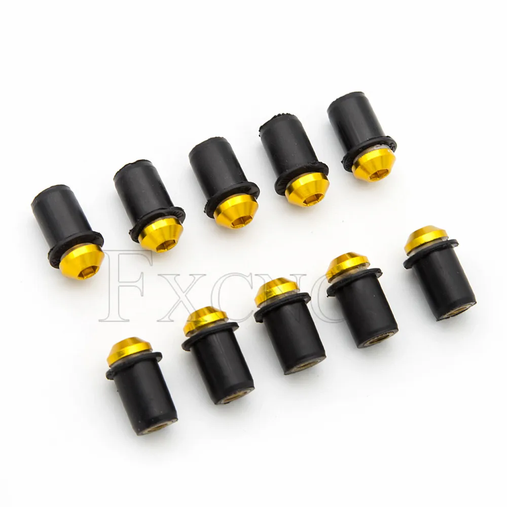 Motorcycle Fasteners 10PCS Aluminum Motorcycle M5 X 15mm Windshield Bolt Windscreen Screws Nut Fastener For Honda Suzuki Kawasaki Yamaha Ducati
