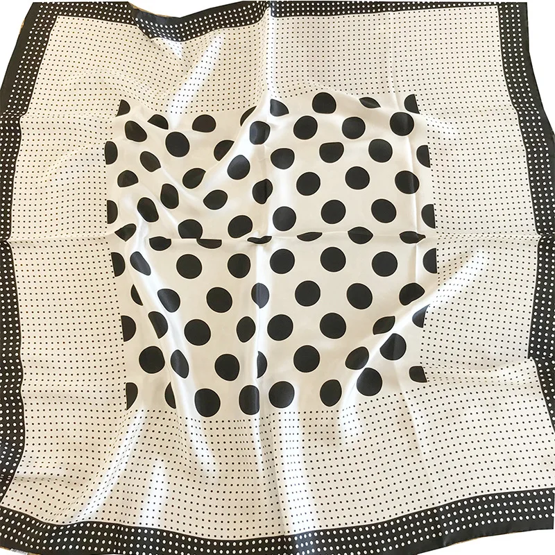 Классический Dot Scarf90* 90 см квадратный шарф женская Шаль Обертывание Женская 12 момме атласная шелковая ручная рулон-конопляная одежда аксессуары - Цвет: Белый