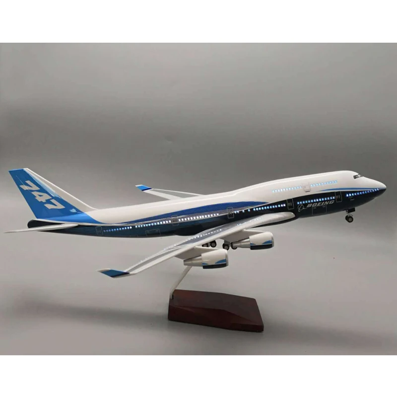 1/150 масштаб 47 см Боинг B747-400 модель аэроплана самолет с светильник колеса литья под давлением Смола самолет для коллекции подарок игрушка - Цвет: with light