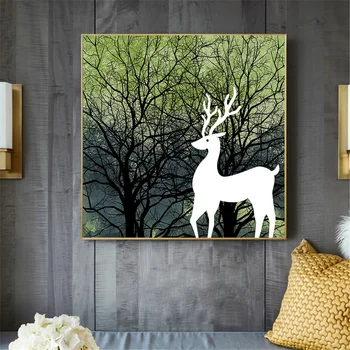 

Nordic Poster Deer Painting Modern Decoration Home Tree Art Forest Wall Painting Kitchen Bedroom Bathroom Toilet Decor