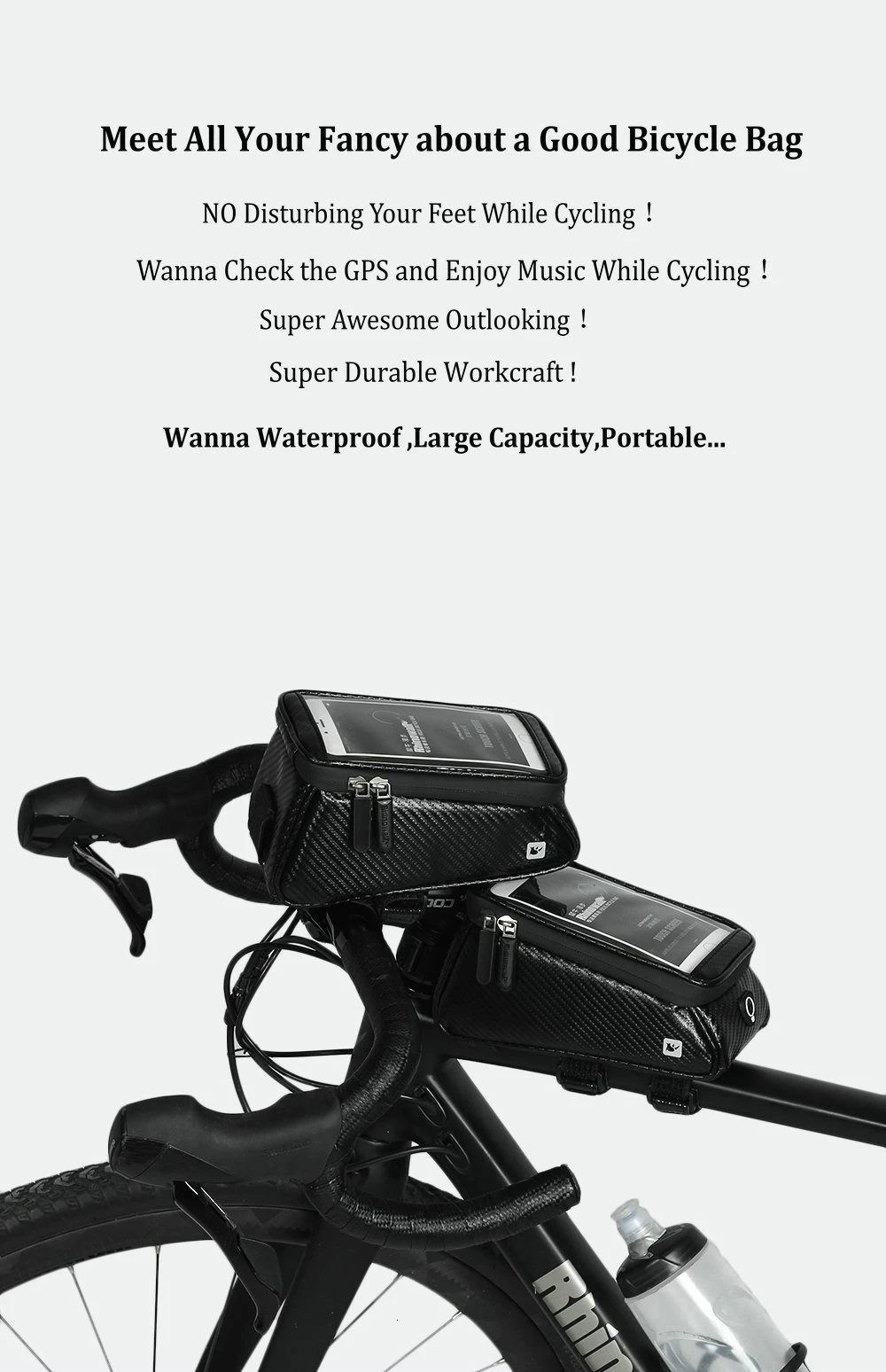 RHINOWALK Bicycle Front Tube Bag Rainproof Touch Screen Cycling Top Front Tube Frame Bags 5.86.0 Phone Case Bike Accessories (4)