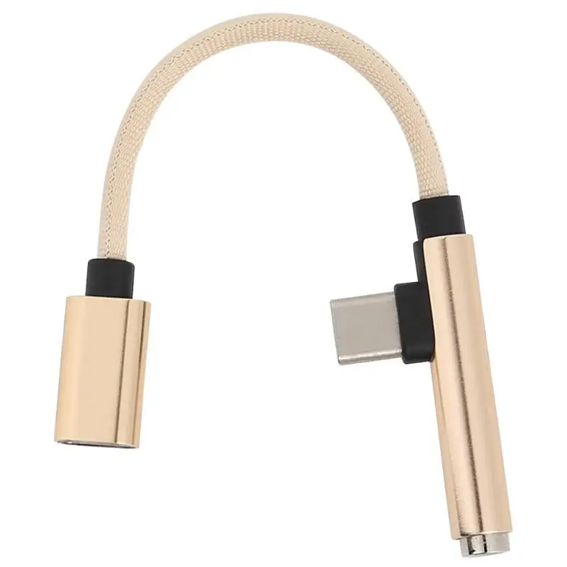 2 в 1 type C до 3,5 мм кабель аудио Музыка зарядный адаптер для телефона USB C - Цвет: Золотой