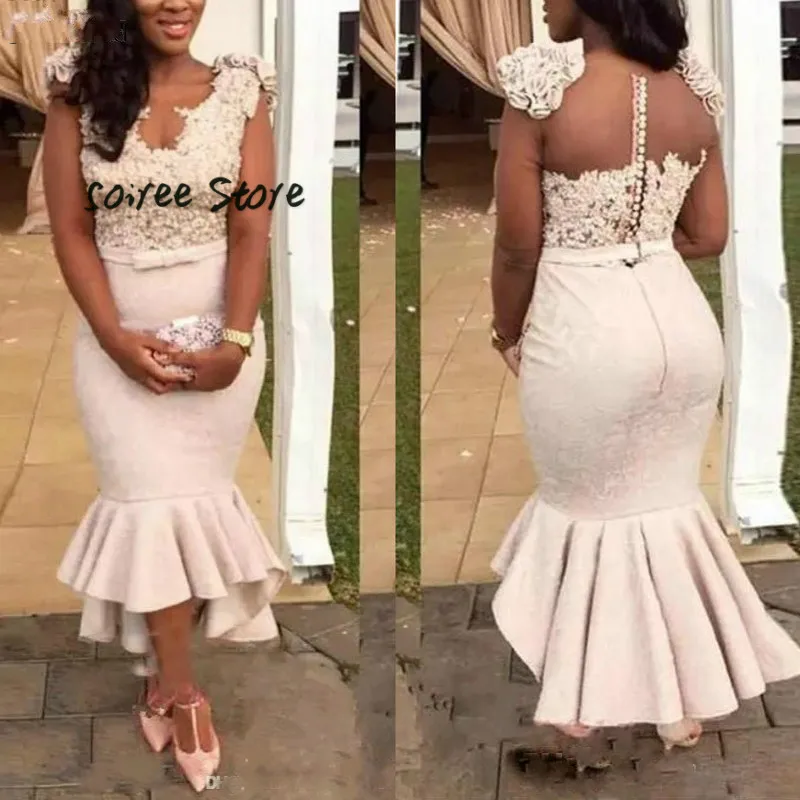 

Hot Sale African Evening Dress Plus Size Lace Evening Gowns Ankle Length Fishtail Long Sleeve Prom Dresses 2019 vestidos largos