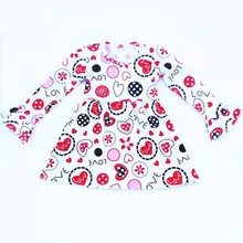 Платье принцессы на День Святого Валентина; милая модная одежда с расклешенными рукавами; платье в форме сердца для маленьких девочек; Эксклюзивное платье для девочек из молочного шелка