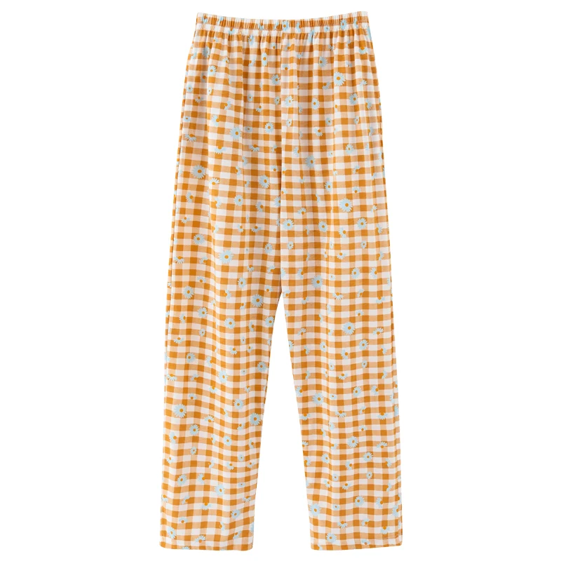 Bzel Daisy Pattern Pajamas Pants Plaid Home Pants Cotton Sleepwear Pyjamas Women Elastic Waist Sleep Bottoms Fashion Lounge Wear Sleep Bottoms Aliexpress
