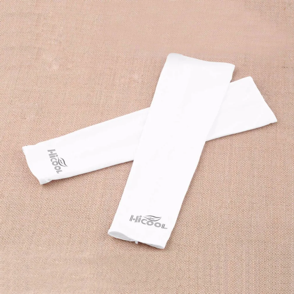 

1Pair 390mm white Cooling Arm Sleeves Athletic Sport Skins Sun Protective UV Cover basketball arm warmer sleeve