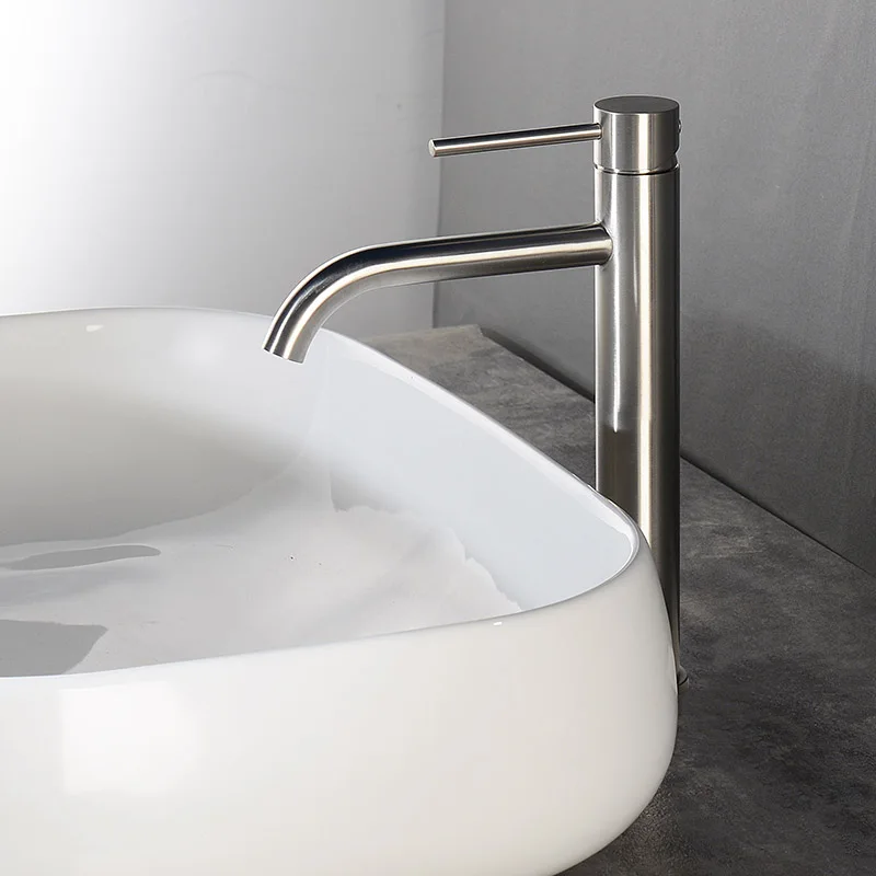 Bathroom Faucet Basin Faucet Cold And Hot Mixer Water Tap Deck Mounted Single Hole Handle Tall Style