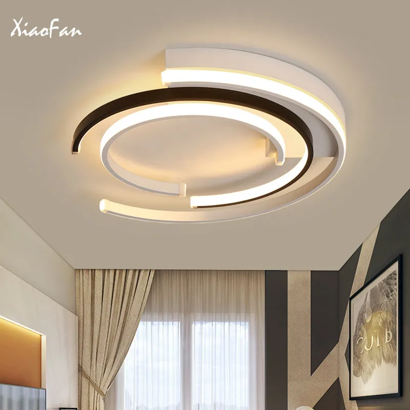 Led Living Room Bedroom Ceiling Lamp Nordic Aluminum Black And White