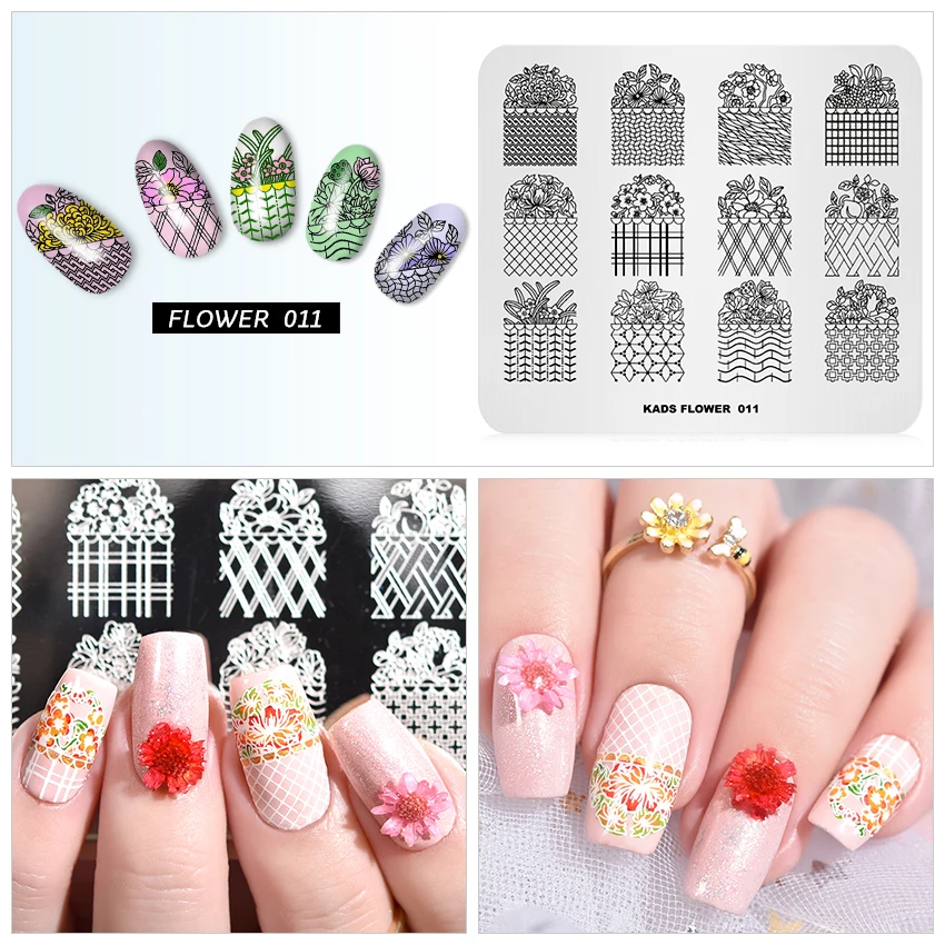 1 шт. штамповки для ногтей пластины красоты цветок серии шаблоны для ногтей поднос для маникюра дизайн ногтей штамповка шаблон украшения Штамп для ногтей