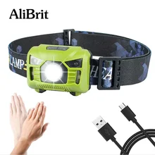 D20 Alibrit Мини-Фара светодиодный датчик движения тела налобный фонарь перезаряжаемый наружный фонарик для рыбалки и походов налобный фонарь