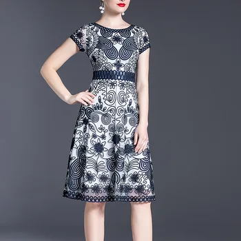 

Shenzhen Brand Middle-aged WOMEN'S Apparels Middle-aged Women Dress Summer Wear Female 2020 Embroided Dress Short-sleeve Dress a