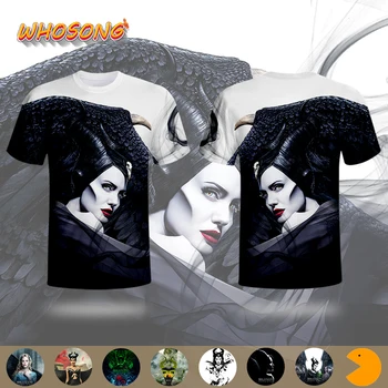 

2019 Fashion Queen clothes WHOSONG 3D T shirt Maleficent 2 Women Men strange fairy tale Movie streetwear Off white T- shirt