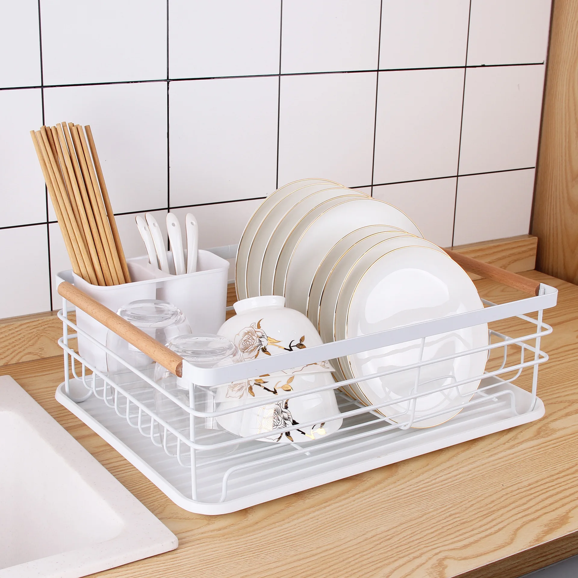 

Japanese-style Iron Tableware Storage Rack Multifunctional Household Kitchen Rack Solid Large Capacity Drain Bowl Rack ZH286