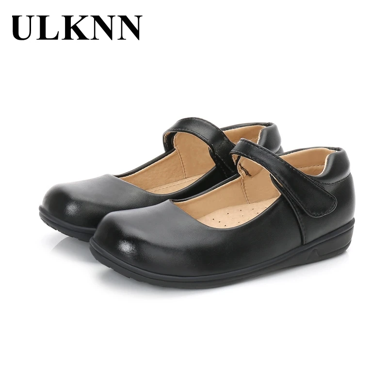 

ULKNN Girls Shoes Black and White Children Show Out Spring and Autumn Flats Princess Dress Shoes Kids School Single Shoes