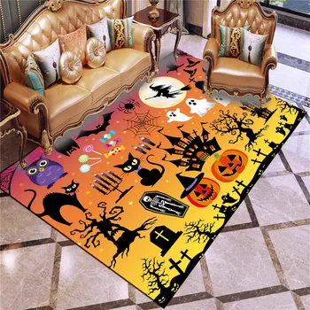 

Halloween Rug 3D Print Carpet Unicorn Skull Outdoor Rug Happy Festival Floor Mat Skull Bat Rugs For Living Room Floor Carpet