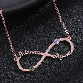 

Personalized Infinite Loop Name Necklace Birthstone Name Necklace Stainless Steel Nameplated Necklaces Custom Jewelry Gift Women