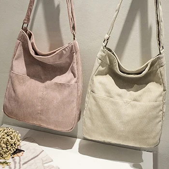 

Women Large Capacity Simple Canvas Shoulder Bag Messenger Bags Female Solid Color Soft Handbag Big Totes