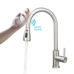 Smart kitchen faucet touch sensor pull-out kitchen accessories sink faucet cold and hot dual control vegetable sink