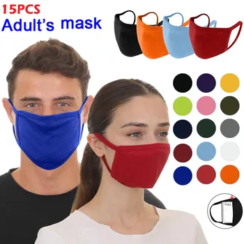 

6/12/15PC Adult Solid Color Face Masks Washable Reusable maseczki ochronne Masque Sunscreen Double Layer Breathable Mascarilla