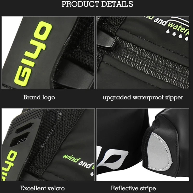GIYO Bicycle Shoe Covers Winter Cycling Overshoes Boots Fleece Warm Waterproof Reflective Toe Protector