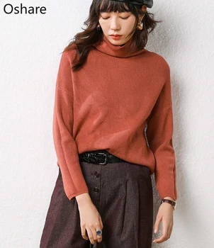

NEW Soft Sweet Casual Style Female Sweater Solid Pattern Turtleneck Full Sleeve Spring Autumn Pullover For Girls And Women