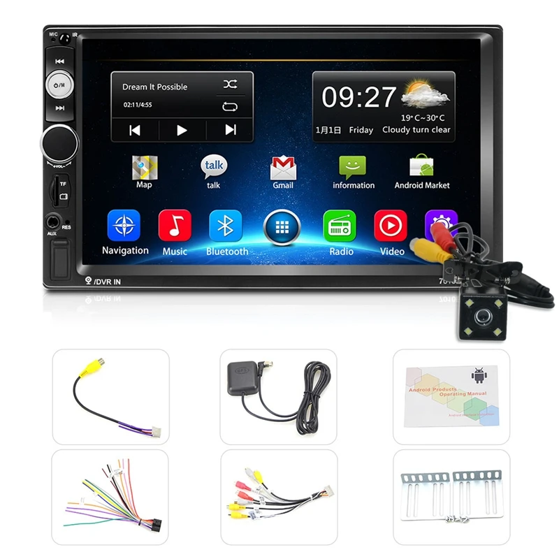 2 Din Car Radio 7 Inch Hd Car Mp5 Multimedia Player Android 8.1 Car Radio Gps Navigation Wifi Bluetooth Player 7010B
