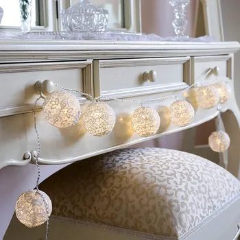 

White Lace Ball Shape String Lamp 1.5M LED Balls String Light Battery Operated Decorative Christmas Fairy Light Home Decor CD